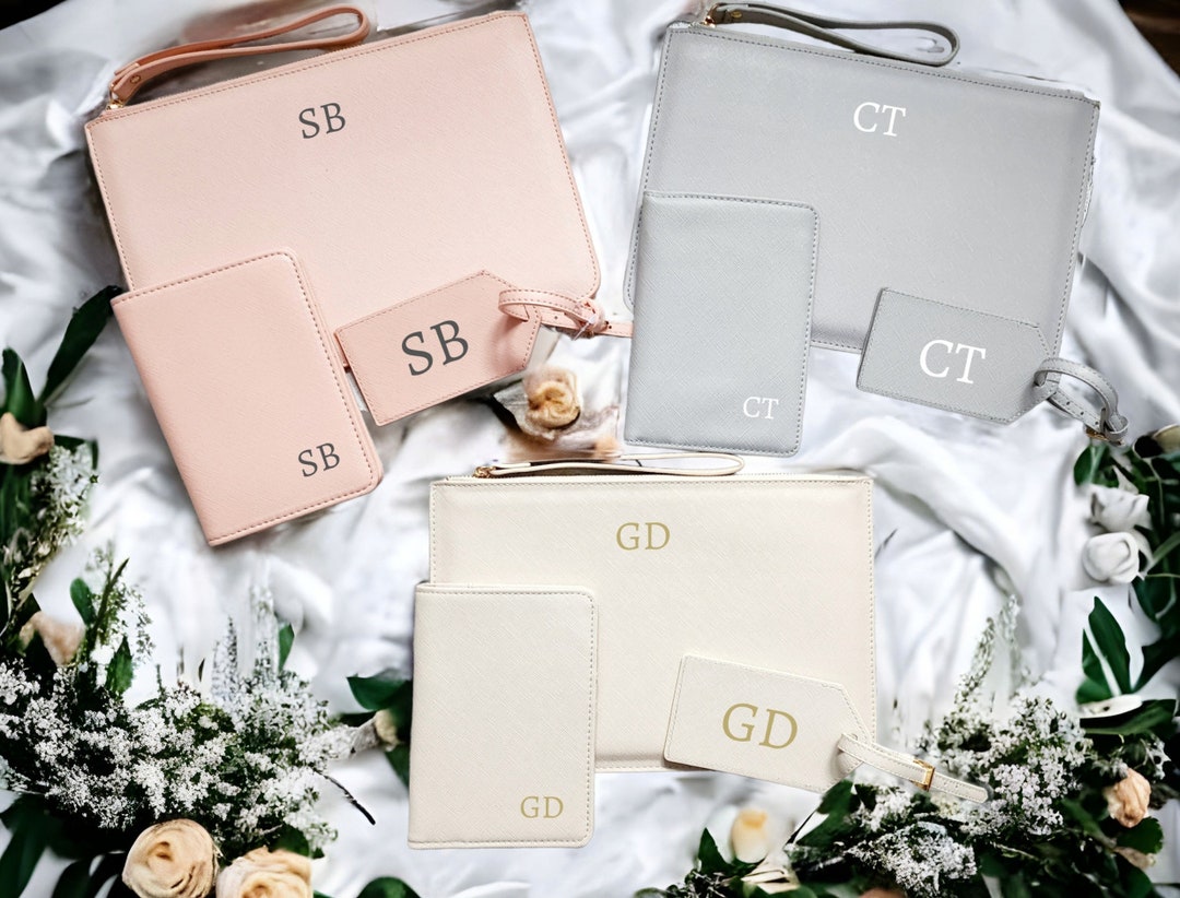 Personalised Travel Set Passport Cover Luggage Tag and Clutch Bag