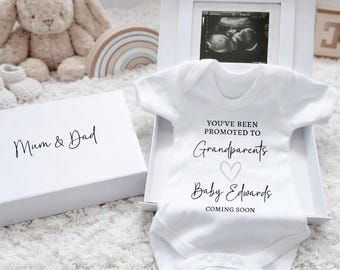Personalised Pregnancy Announcement Vest Scan Photo Boxed Promoted To Grandparents You're Going To Be Nana Grandad Auntie Uncle