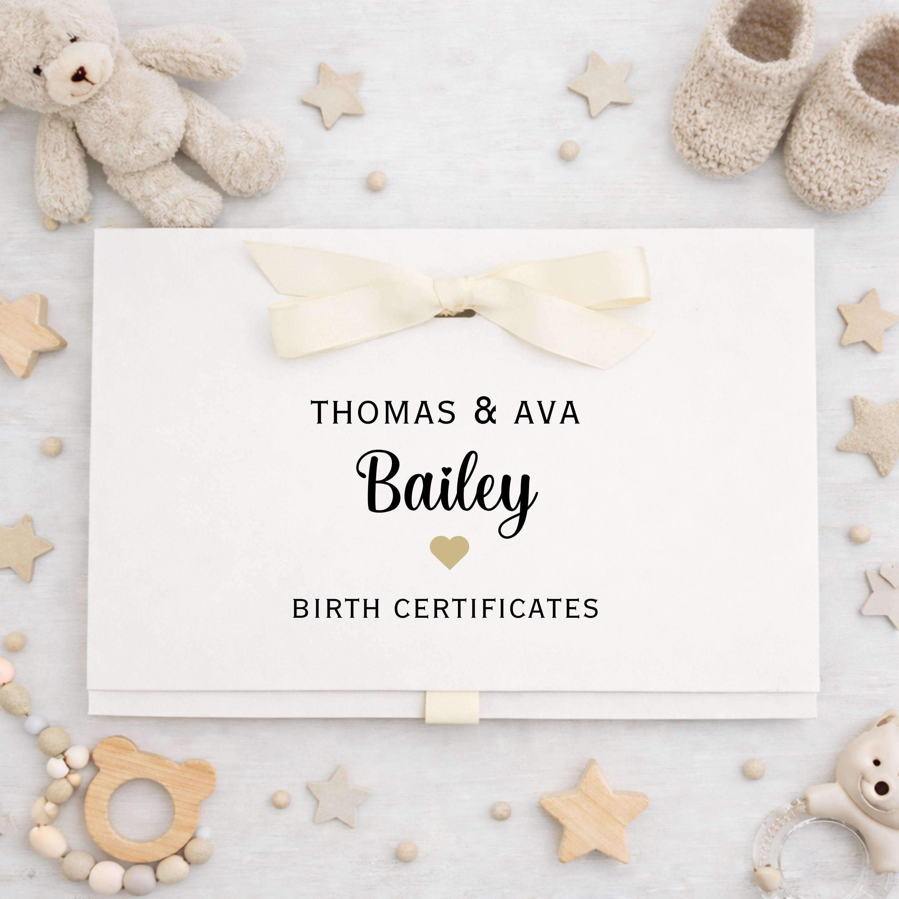 Personalised Baby Birth Certificate Folder A4 | Custom Name Document ...