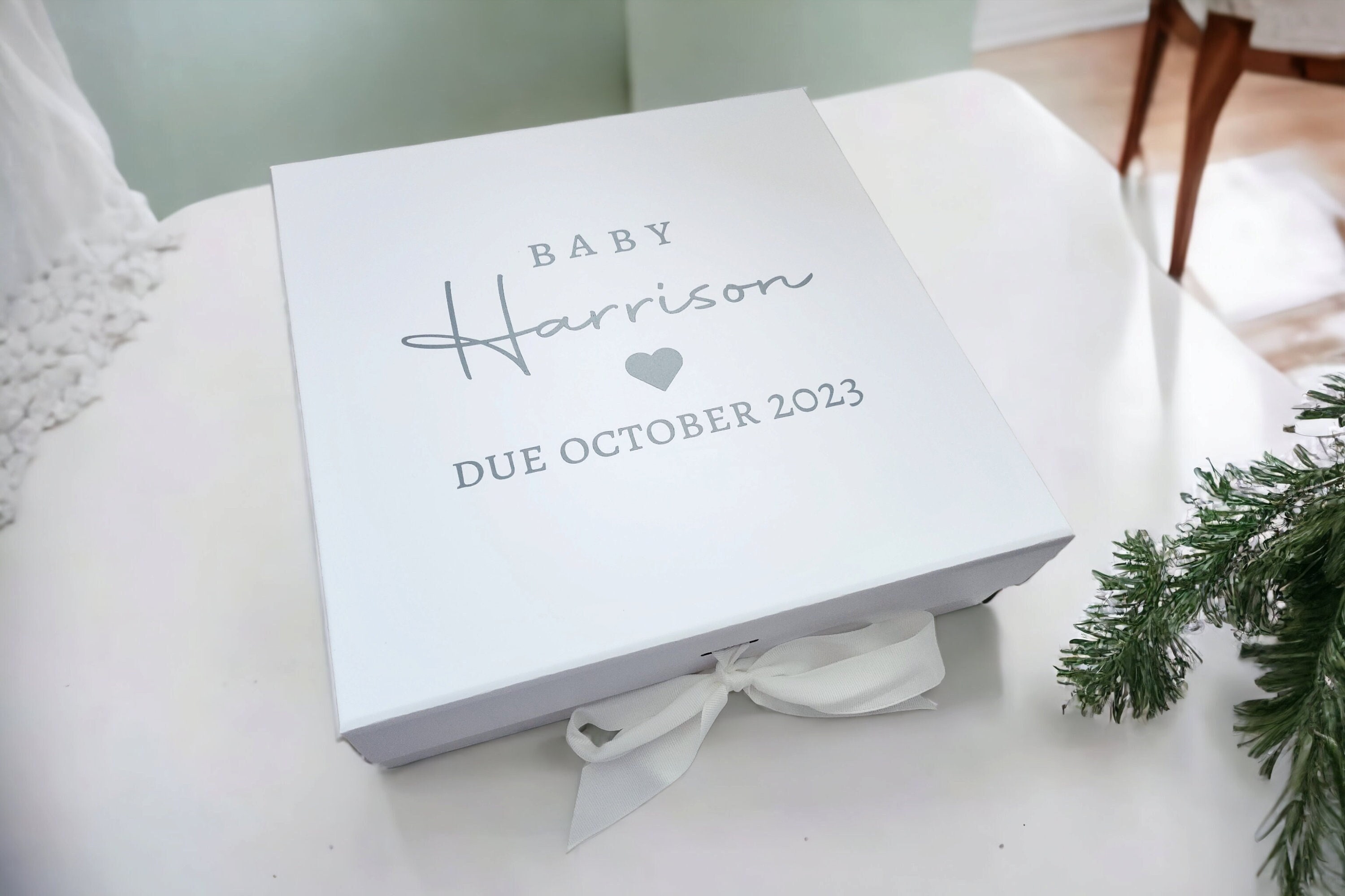 Personalised Baby Keepsake Memory Box Newborn Hospital Storage Girl Boy ...