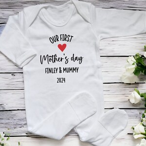 Personalised First Mother's Day Vest Or Sleepsuit 1st Mummy's Day Gift from Baby Bodysuit Babygrow Custom