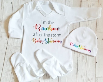 Baby Outfit Rainbow Baby Sleepsuit Personalised Newborn Outfit