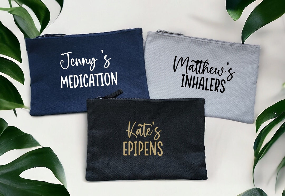 Personalised Medication Bag Stuff Pouch Custom Inhaler Epipen Emergency ...