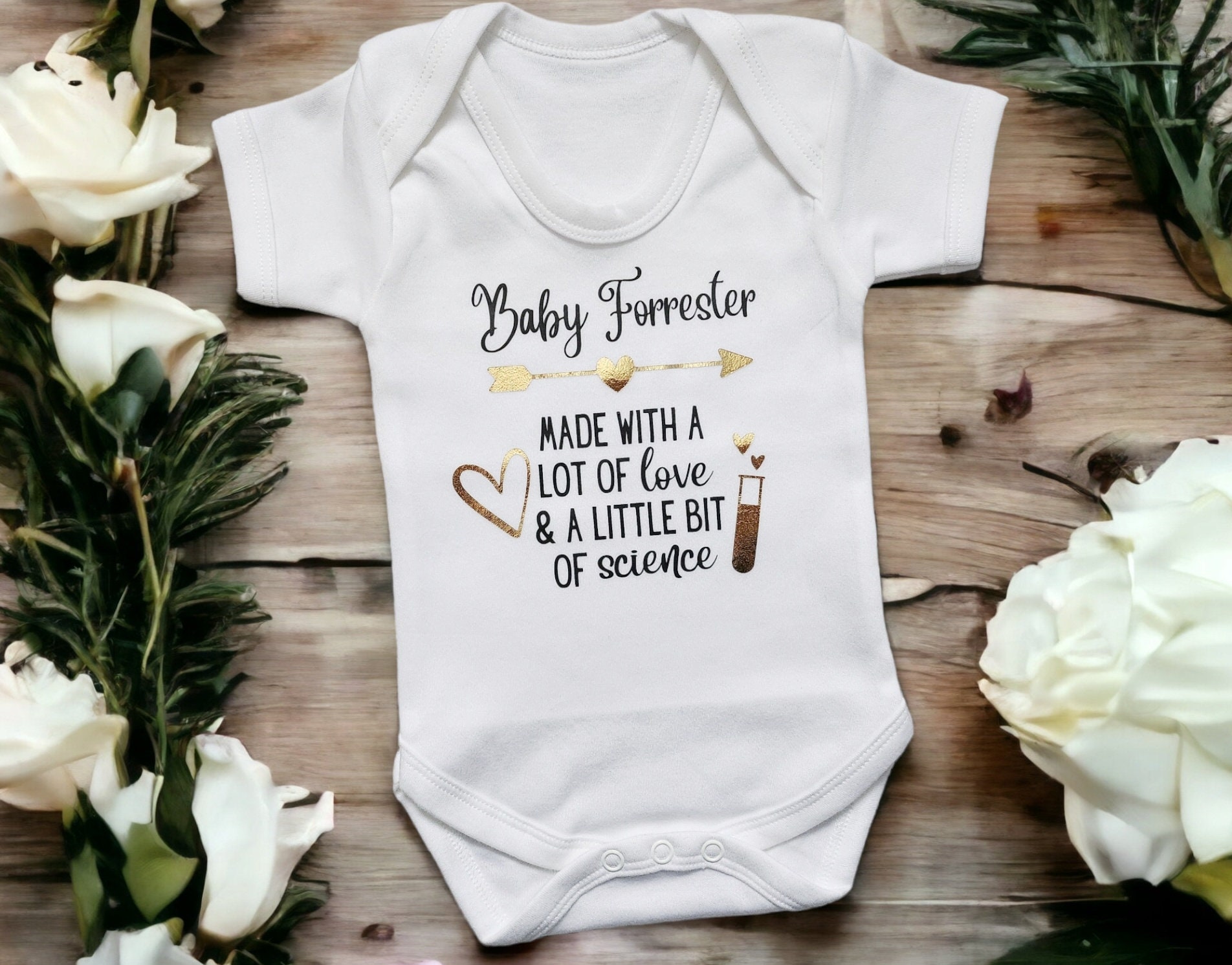 Personalised IVF Pregnancy Announcement Vest Birth Bodysuit Baby s First Outfit Made With Love and Science Baby Sleepsuit Newborn Clothing Etsy Canada