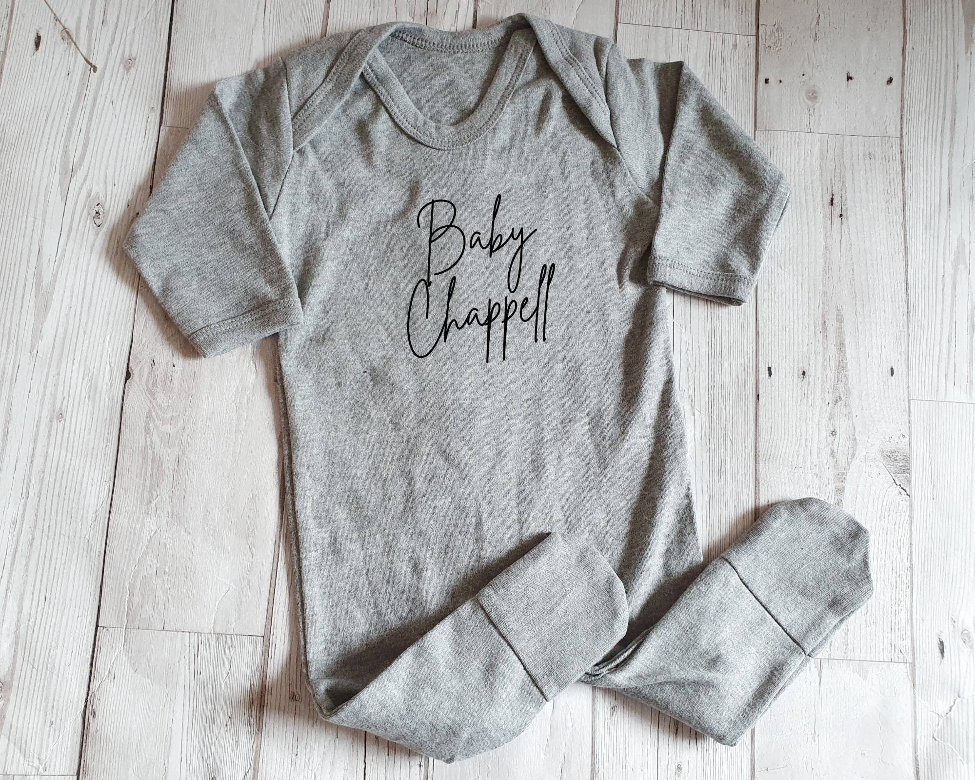 Personalised Any Text and Any Colour Boys Girls Baby Sleepsuit Romper