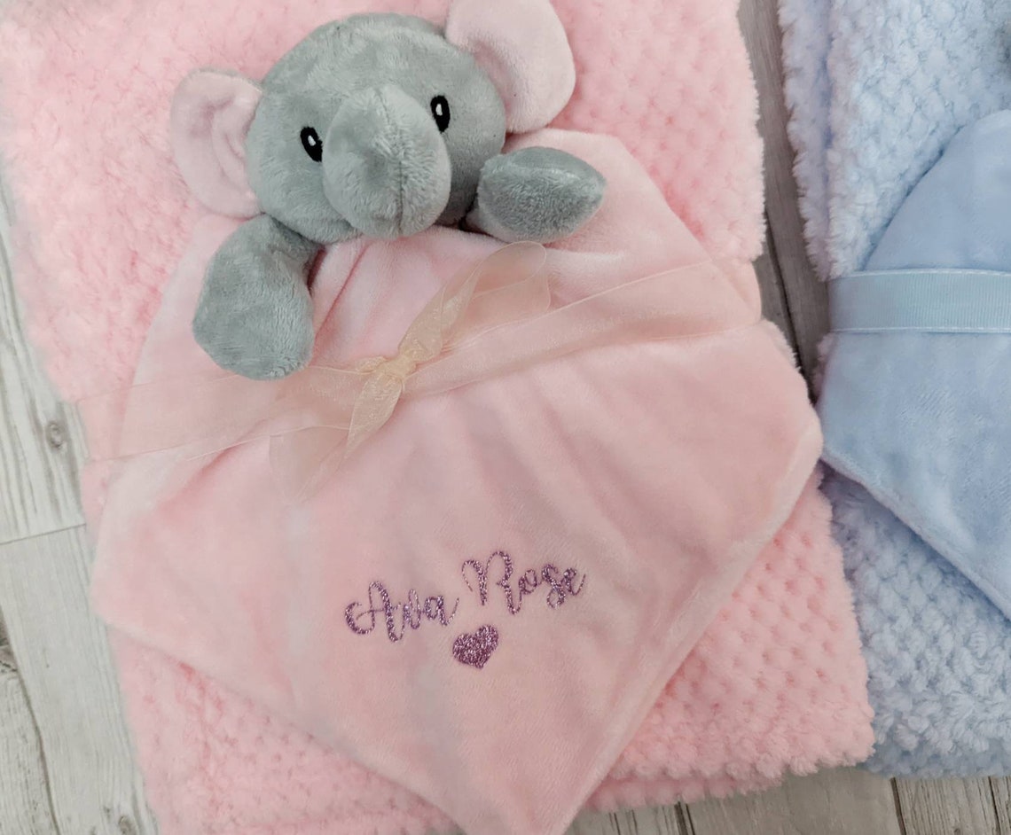 Personalised Baby Comforter and Blanket Set Elephant Soft Toy Etsy UK