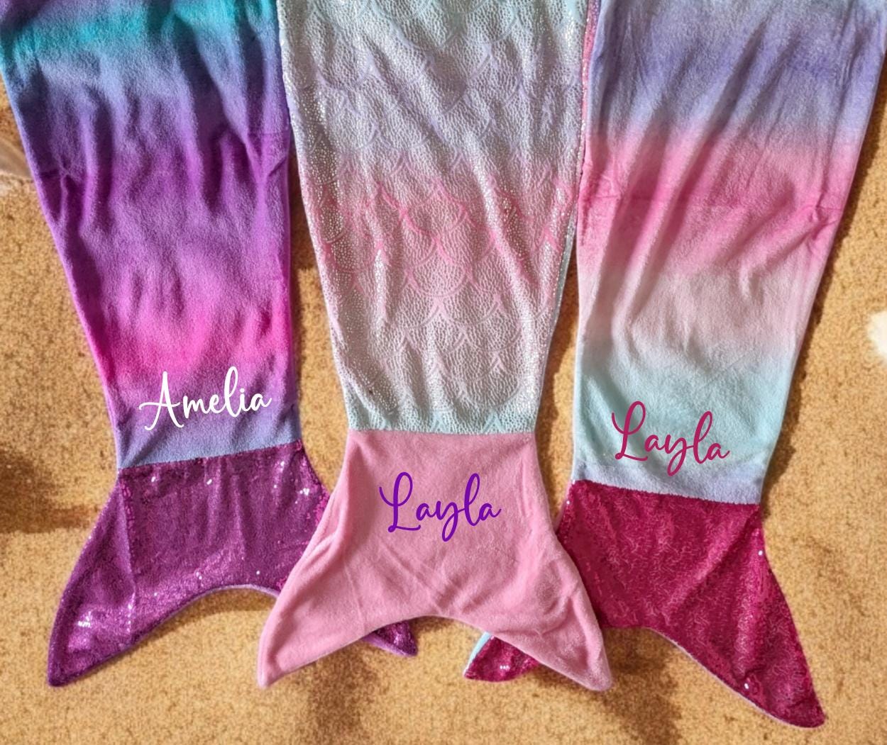 Personalised Mermaid Tail Blanket Pink Multicolour Girls Christmas Gift Birthday Present Name Wrap Tale Winter Magical 55cmx132cm Etsy