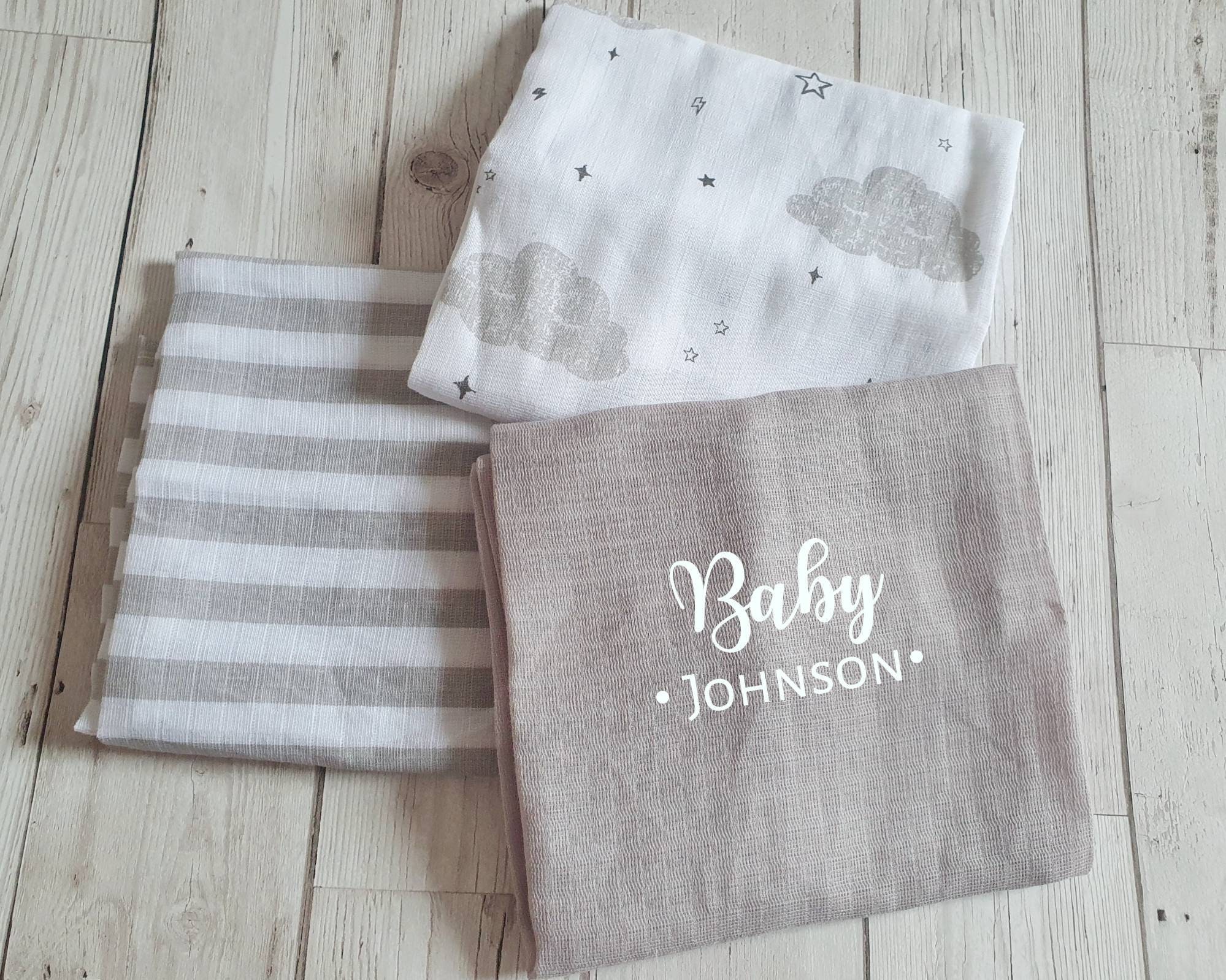 Personalised Muslin Squares Set of Three New Baby Gift Etsy UK