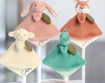 Personalised Baby Comforter Eco Sustainable Fox Lamb Dinosaur Bunny Blankie Newborn Gift Custom New Baby Soft Toy Plush Baby Shower Gift