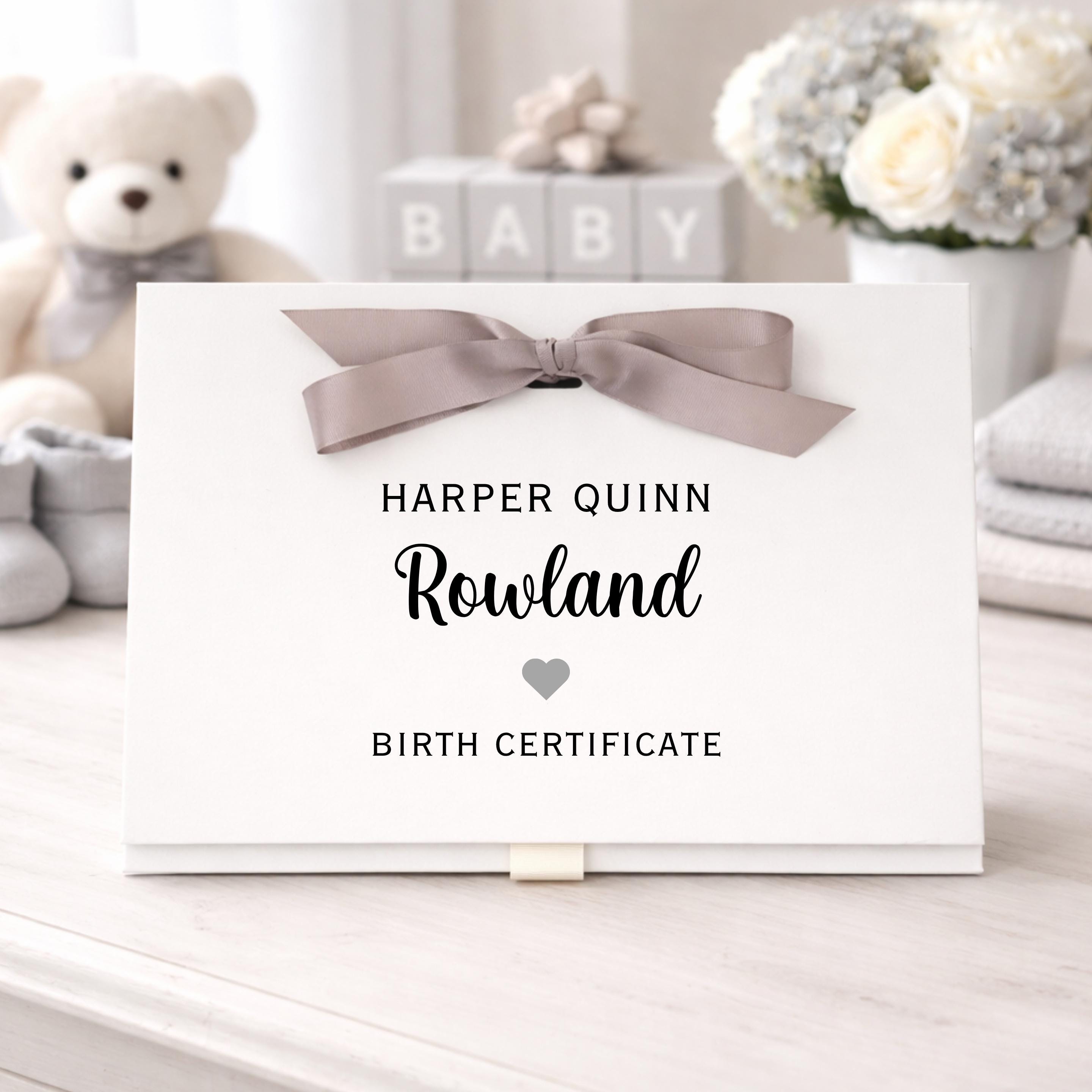 Personalised Baby Birth Certificate Folder A4 | Custom Name Document ...