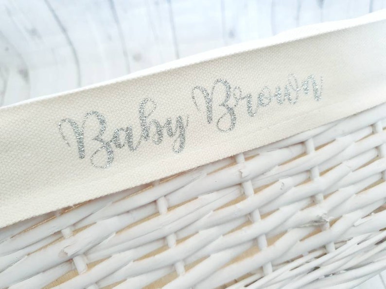 Personalised Baby Storage Basket White Wicker Cotton Liner Etsy