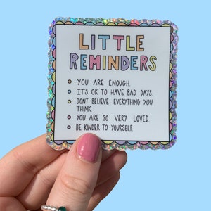 Little reminders glitter vinyl stickers | Mental health | Recovery | Positivity sticker | Gift | Journalling