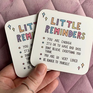 Little reminders coasters | mental health | letterbox gift | mental health gift | quote coaster
