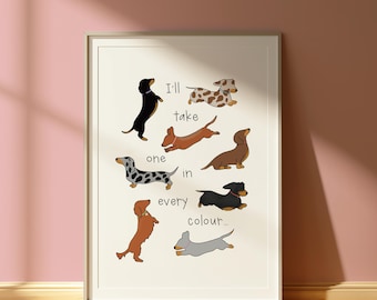 Dachshund Art Print: Sausage Dog Illustration, Dog Mum Gift