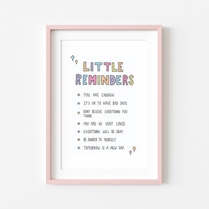 A6 Little reminders art prints | mental health | letterbox gift | positivity | motivational print | quote print | mental health art