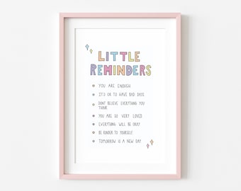 A6 Little reminders art prints | mental health | gift | positivity | pastel wall art