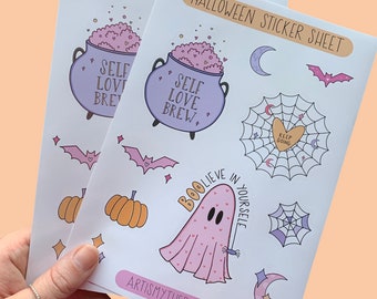 SALE Halloween sticker sheets | positivity stickers mental health self care Halloween stickers