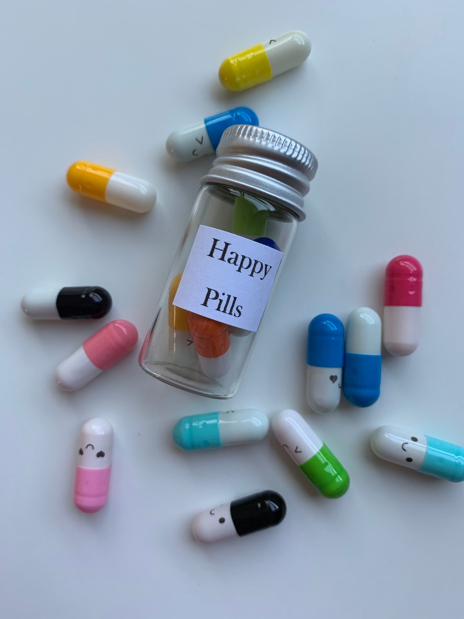 Happy pill jars mental health recovery positivity gift self Etsy