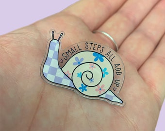 Small steps snail acrylic pins | Mental health | Recovery gift | Positivity | Letterbox gift | Pastel pin