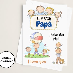 Greeting card for dad in spanish, Printable card for dad, Regalo para papa, Hispanic Dad Greeting Card, El mejor papá, Gifts for Dad