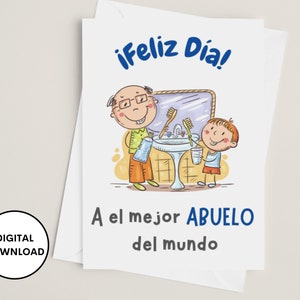Carte de voeux grand-père imprimable en espagnol, El mejor abuelo del mundo, Tarjeta para abuelo imprimible, cadeau pour grand-père en espagnol