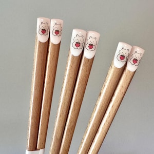 Wood animal chopsticks, Japan handcrafted cute Hamster chopsticks, Cat chopsticks, Kawaii chopsticks, wood chopsticks, Fluffy cat chopsticks