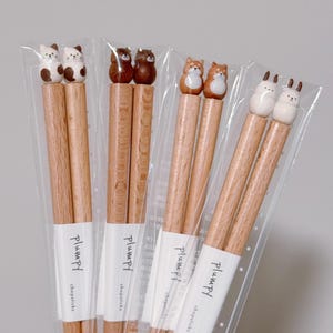 Wood animal chopsticks, Japan Plumpy handcrafted cute pet chopsticks, bear chopsticks, 3D chopsticks, wood chopsticks, kid chopsticks