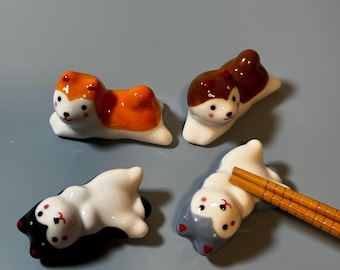 Cute husky dog set of 4 chopsticks holder, adorable dog chopstick rest, husky dog chopstick holder, chopstick rest, Dog paintbrush rest