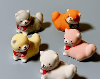 Shiba dog set of 5 chopsticks holder, japanese dog chopstick rest, cute dog chopstick holder, chopstick rest, dog paintbrush rest