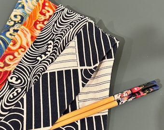 Chopstick fabric pouch, Chopstick case, Chopstick sleeve, Japanese style utensils case with chopstick