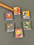 Beautiful set of 6 chopsticks holder, japanese art chopstick rest, mt. fiji chopstick holder, great wave chopstick rest, daruma paintbrush