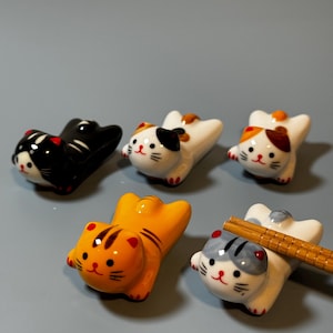 Set di 5 porta bacchette a forma di gatto kawaii, adorabile poggia bacchette a forma di gatto, simpatico porta bacchette a forma di gatto, poggia bacchette, poggia pennello a forma di gattino