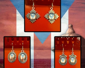 Puerto Rico Antique Earrings- Original Artwork/ Dangling Earrings/ Puerto Rico Gift Idea/ Puerto Rico Flag/ PR Flag Earrings/ Boricua