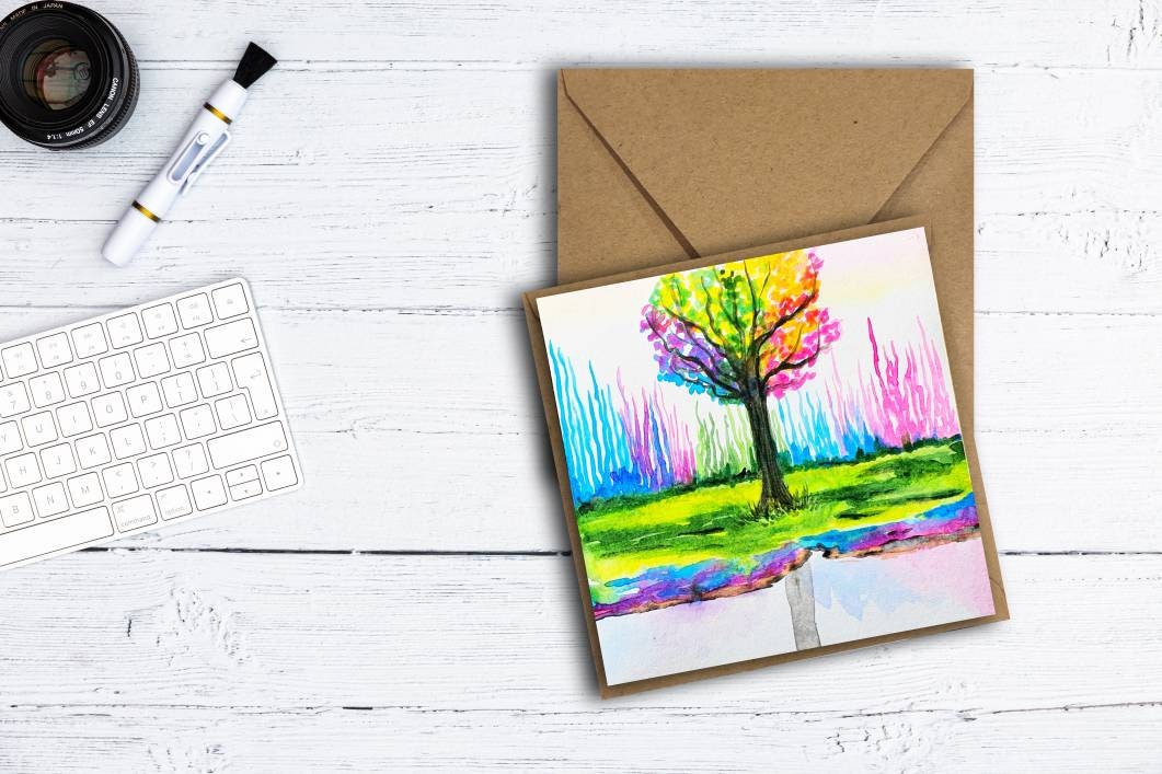 Original Acrylic painting handmade Greeting card Blank | Etsy