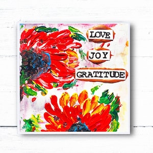 Original Acrylic painting - handmade - Greeting card- Blank - Floral, Art, sculpted, mini art, small painting, personalised, custom, texture