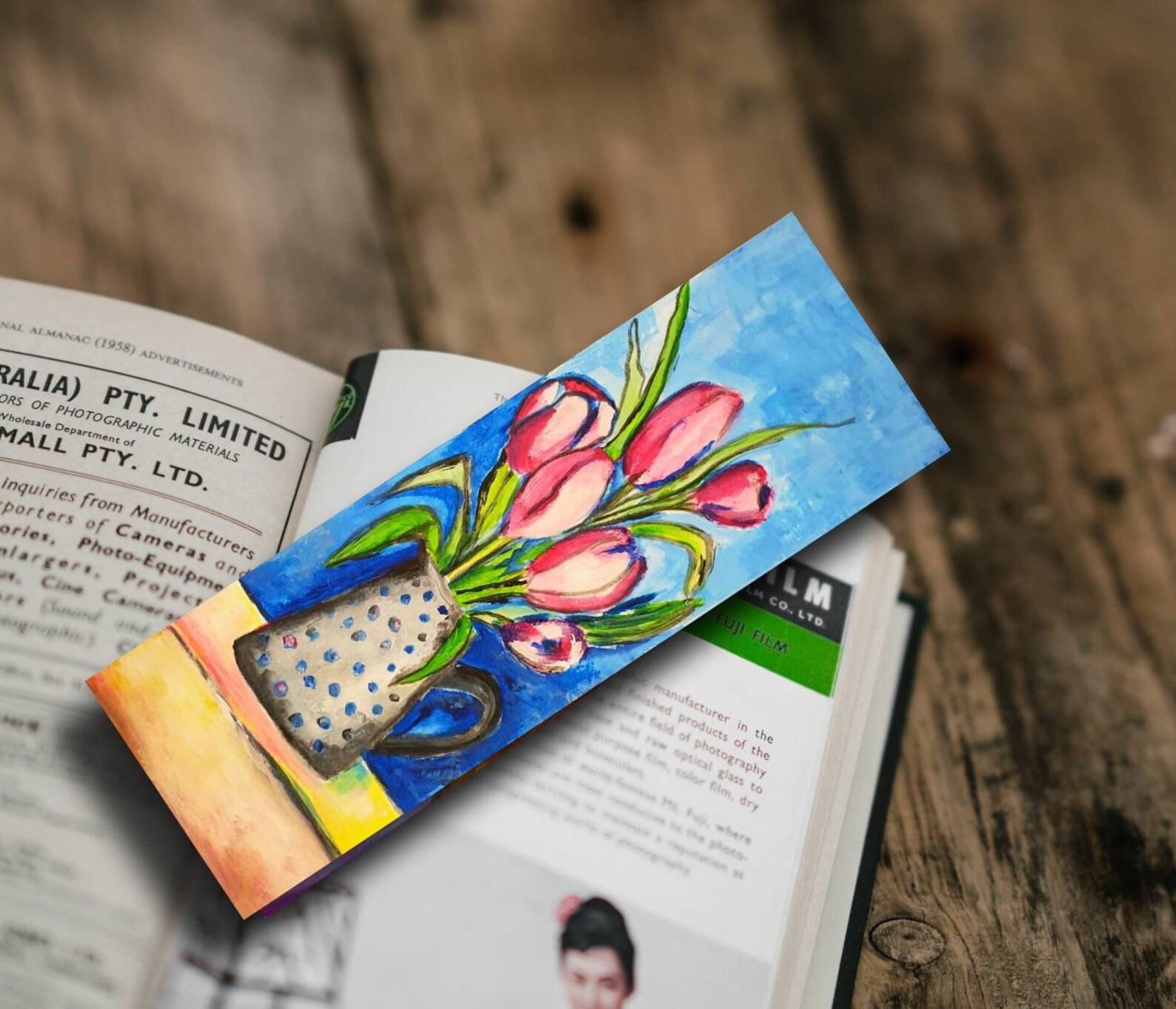 Set of 2 Hand painted Bookmarks Acrylic Tulips Painting Etsy