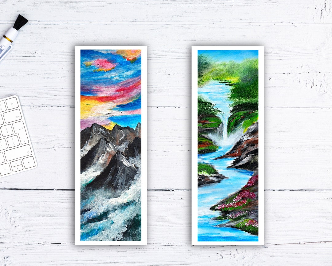 Set of 2 Mountain Bookmark PRINTS, Gift, Book Lover Gift, Bookworm ...