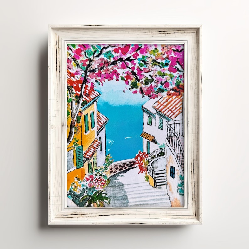 Amalfi Coast Watercolor Print – Italian Coastal Art, Travel Decor (6x8 ...