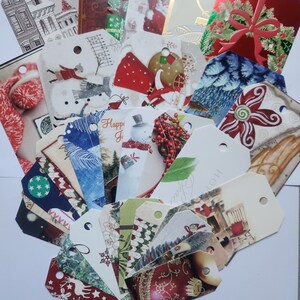 Lot de 30 étiquettes de cadeaux de Noël, étiquettes de Noël upcyled, étiquettes de cadeaux de vacances, sacs de friandises, étiquette de cadeau de père Noël, étiquette de cadeau de salle de classe