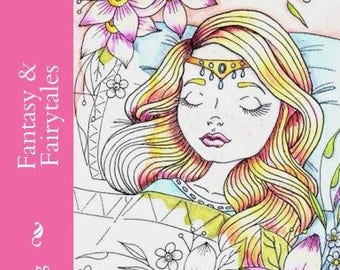 Fantasy & Fairytales, an adult colouring book instant download by Sassy Colouring.