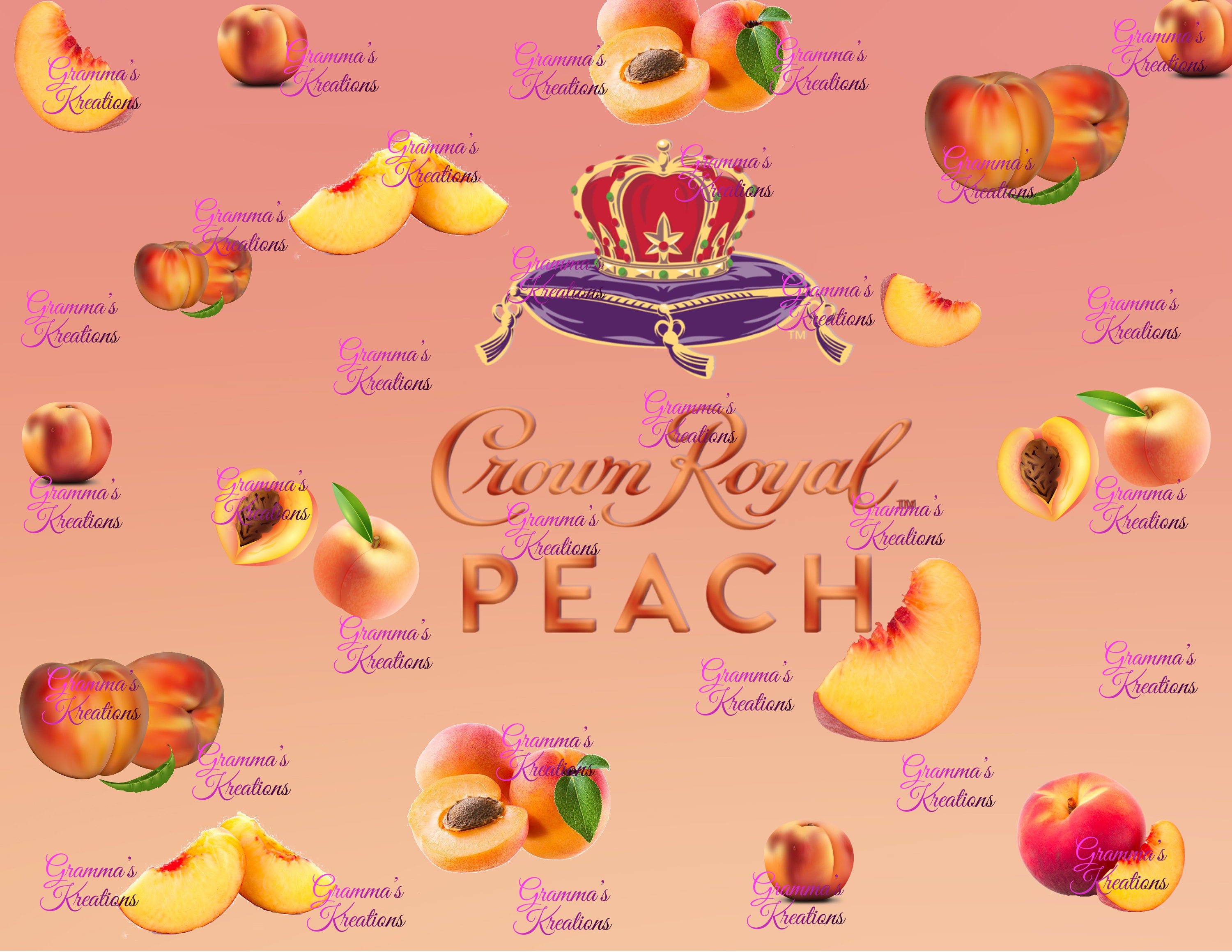 Crown Peach Template w/Peach background | Etsy