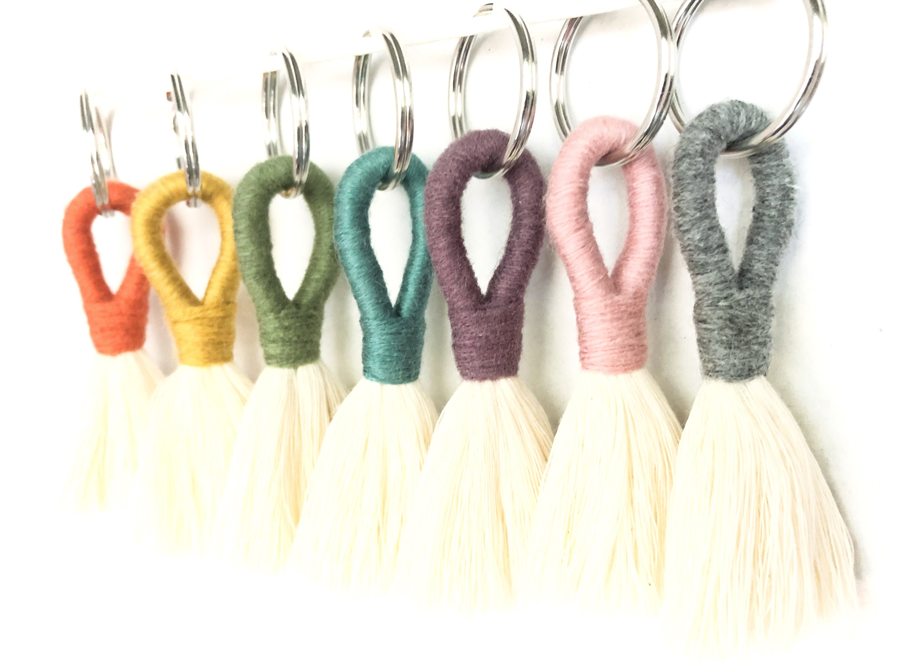 Tassel Keychain HandWrapped Choose Your Color Etsy