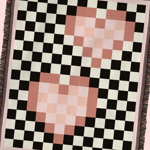 Checker VALENTINES DAY BLANKET, Woven Throw Blanket, Woven Blanket, Cotton Blankets, Checker Blanket, Funky Throw, Valentines Day, V-Day