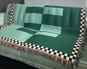 GREENER GRASS, Woven Throw Blanket, Woven Blanket, Cotton Blankets, Cotton Throw Blanket, Throw Blanket, Gifts for Friend, Housewarming Gift
