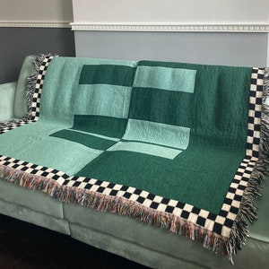 GREENER GRASS, Woven Throw Blanket, Woven Blanket, Cotton Blankets, Cotton Throw Blanket, Throw Blanket, Gifts for Friend, Housewarming Gift