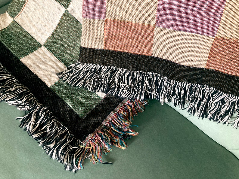 FUNKY CHECKERS BLANKET Woven Throw Blanket Woven Blanket Etsy