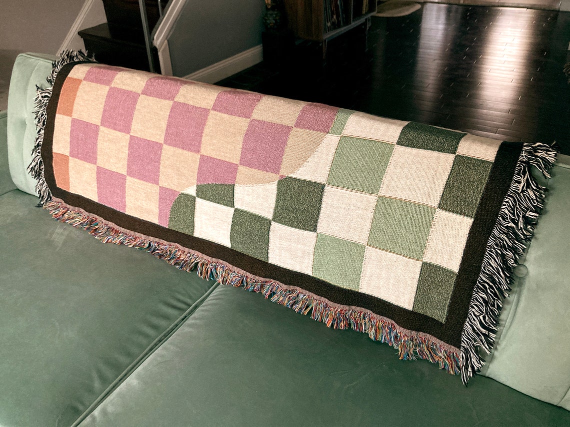 FUNKY CHECKERS BLANKET Woven Throw Blanket Woven Blanket Etsy