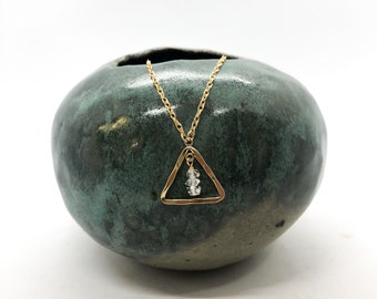 Charmed Life Triangle Talisman on 18.5" Gold Rope Chain with Seven Herkimer Diamonds