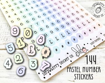 144 Pastel Numbers In Script Font SSC4000 Bullet Journal Planner Stickers