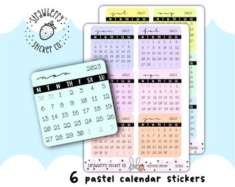 6 Months Pastel 1.5" Calendars SSC3016 Bullet Journal Planner Stickers